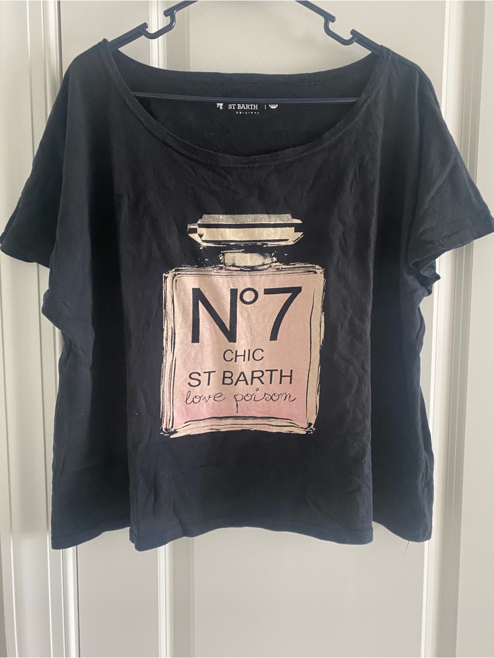 United Of St Barth Black Graphic Short Sleeve TShirt cotton Love Potion One Size